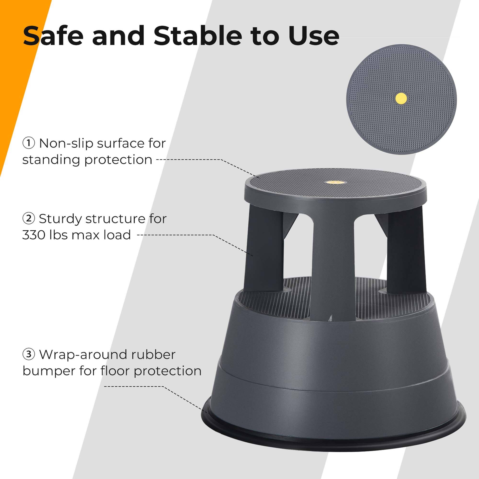 Safe and Stable to Use

1. Non-slip surface for standing protection
2. Sturdy structure for 330 lbs max load
3. Wrap-around rubber bumper for floor protection