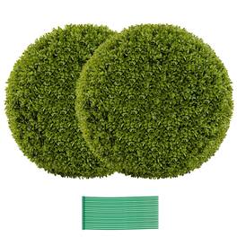 Costway - 20" Faux Boxwood Balls with Sun-Protective PE Material Mimic Fluffy Leaves - Green