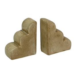 Things2Die4 - Decorative Cement Scallop Edge Bookends Set of 2 Matte 7.75 Inch Wide - Beige