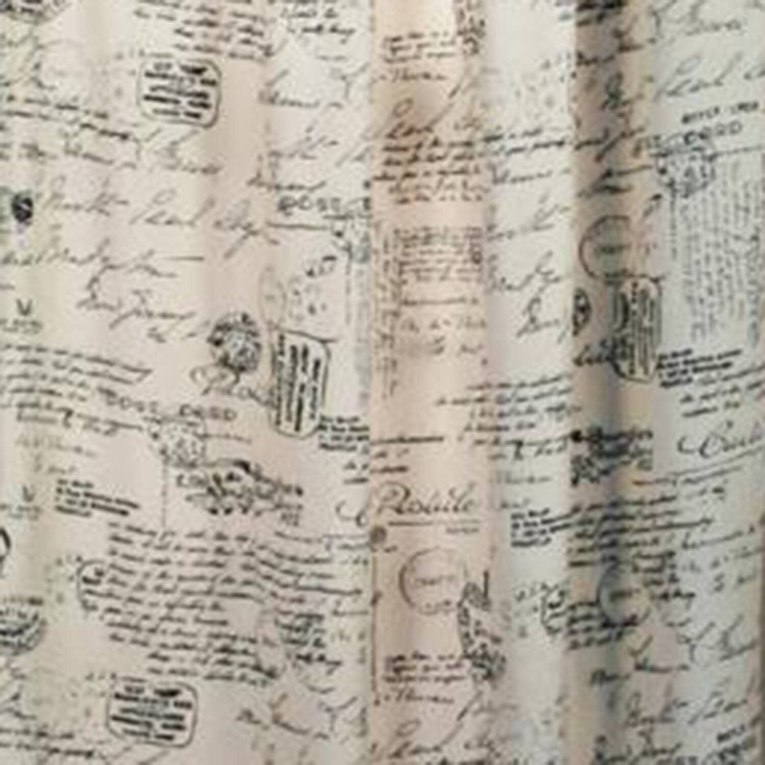 Left. Ellis Curtain - Ellis Curtain Script 100 Percent Fabric Perfect Decorative Classic Print Rod Pocket Panel Window Curtain 48 x 84 Black - Black.