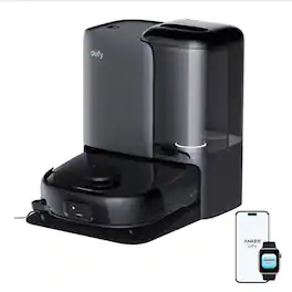 eufy - E Series Robot Vacuum and Mop Combo, 20,000 Pa, HydroJet Roller Mop - Black