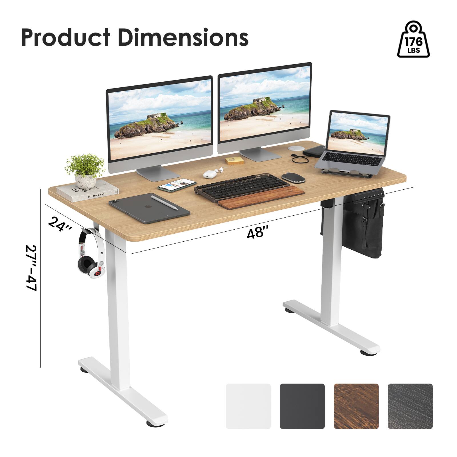 Product Dimensions

- 24"
- 27"-47"
- 48"

176 LBS