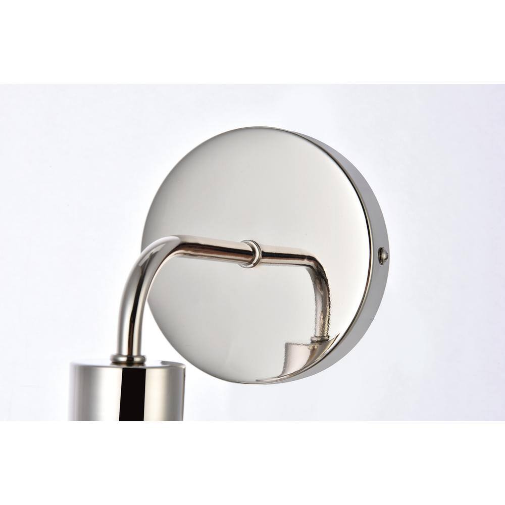 Left. Living District - Hanson 1 light bath sconce in polished nickel with frosted shade - Polished Nickel And Frosted Shade.