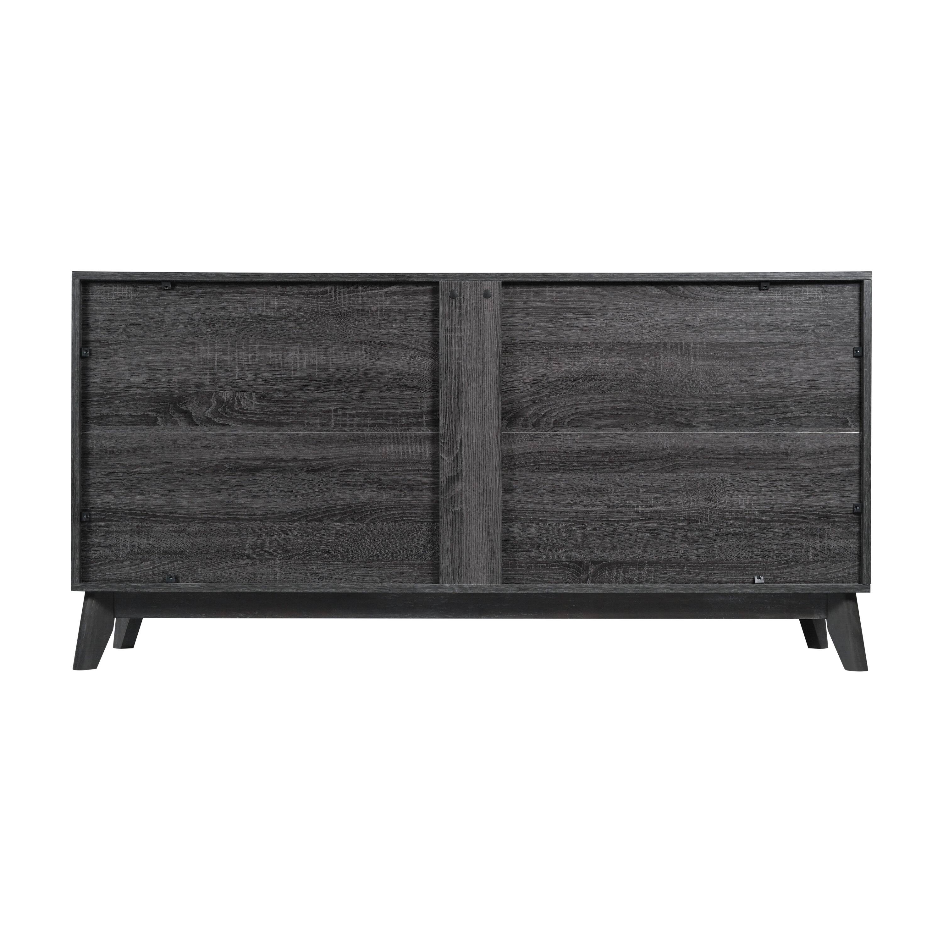 Back. Flash Furniture - Hatfield Mid-Century Modern 60 Inch 4 Door Storage Buffet Sideboard, 4 Soft Close Doors, Adjustable Shelves, TV Stand fo - Black.