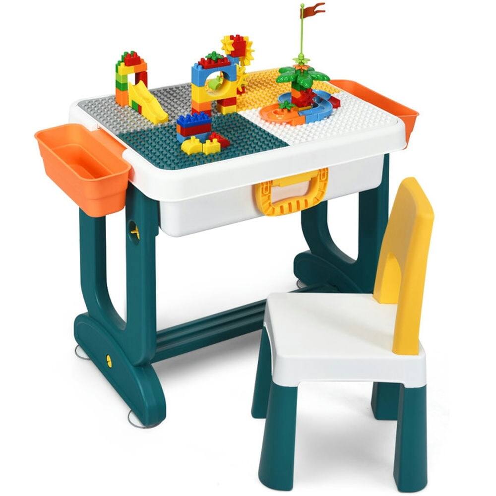 Back. Kadyn - 5-in-1 Kids Activity Table Set, Small Folding Table for Arts & Crafts, Snack Time, Homeschooling, Homework - Green.