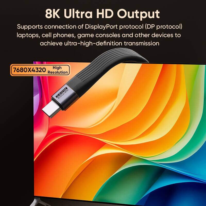 8K Ultra HD Output

Supports connection of DisplayPort protocol (DP protocol) laptops, cell phones, game consoles and other devices to achieve ultra-high-definition transmission

7680X4320 High Resolution