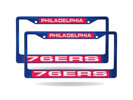 Rico Industries - Philadelphia 76er NBA (Set of 2) Blue Painted Metal Laser Cut License Plate Frames - Multi