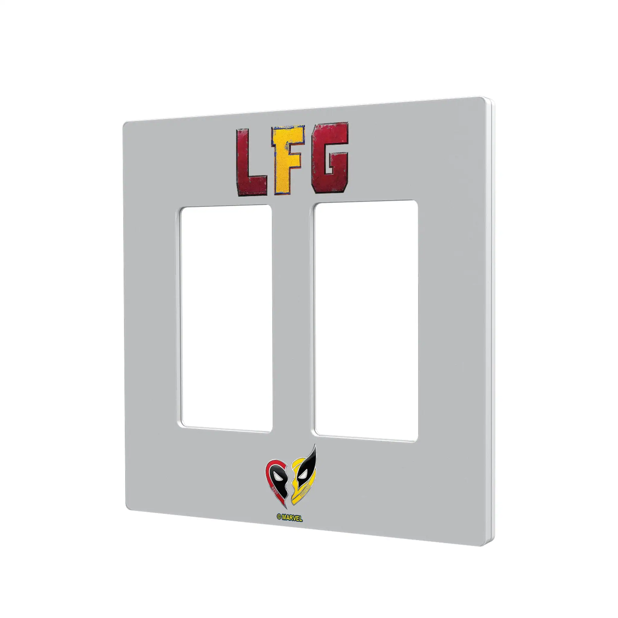 Keyscaper - Marvel Badge Hidden-Screw Light Switch Plate - Double Rocker - Deadpool Wolverine