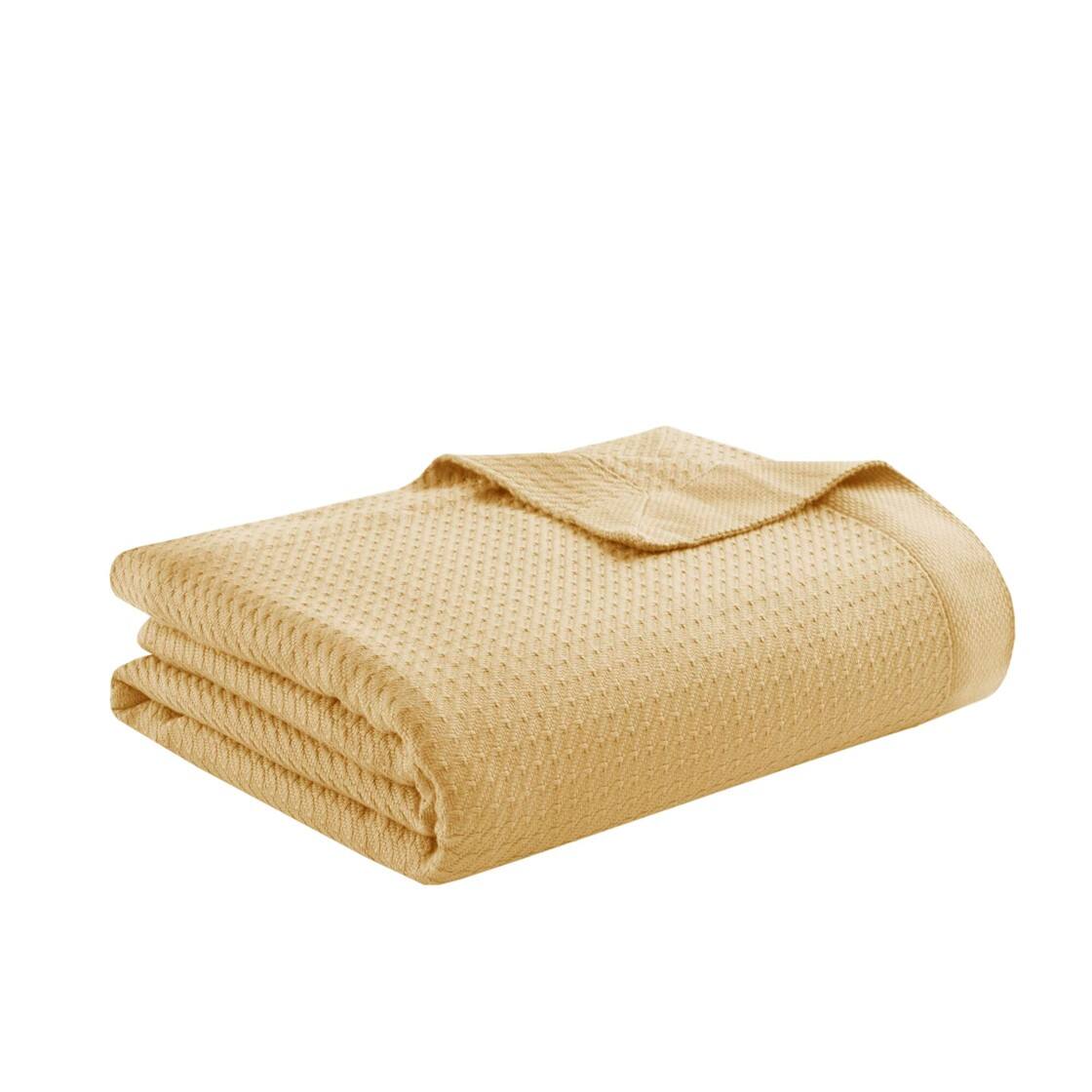 Front. Gracie Mills - Deniz 100% Certified Egyptian Cotton Blanket - Mustard.
