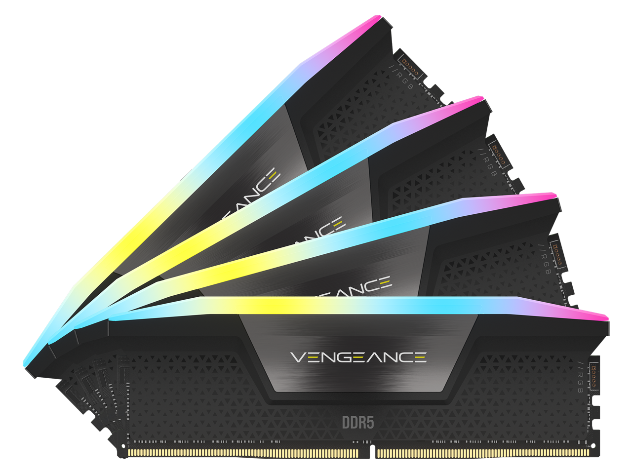 CORSAIR - Vengeance RGB 96GB (4 x 24GB) 288-Pin PC RAM DDR5 6400 (PC5 51200) Desktop Memory Model CMH96GX5M4X6400C32 - Black