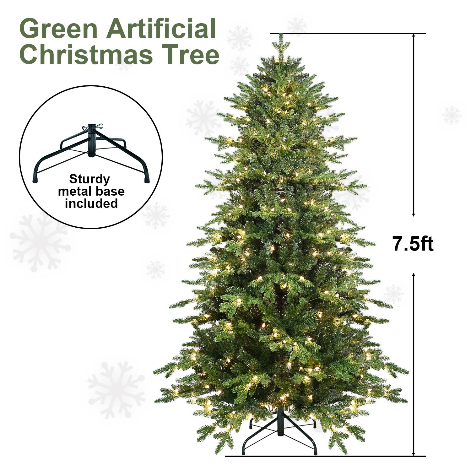 Green Artificial Christmas Tree

Sturdy metal base included

7.5ft
