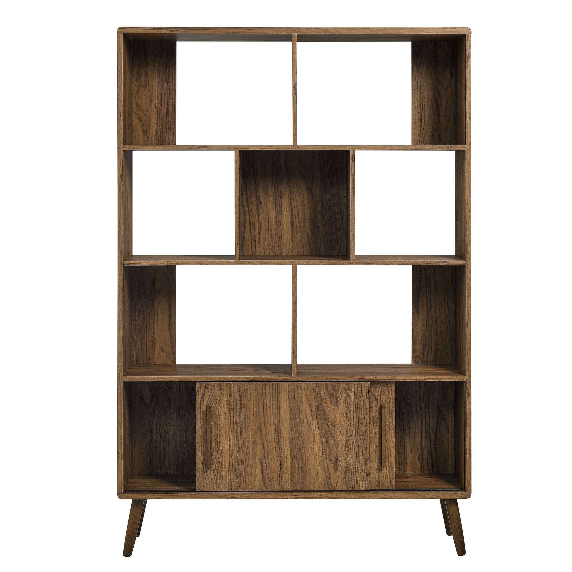 Alt View 4. Modway - Transmit 45" Bookcase with Sliding Doors by Modway - Walnut.