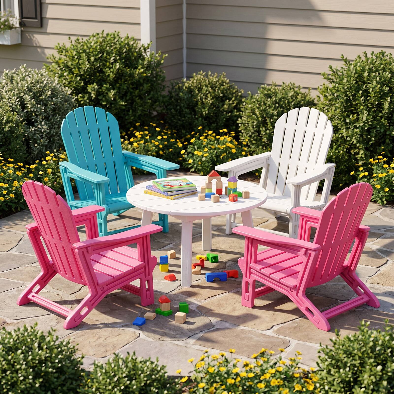 Alt View 4. Costway - Costway 4 PCS Adirondack Chair in HDPE with Ergonomic Design, Suitable for Porch, Deck - White.