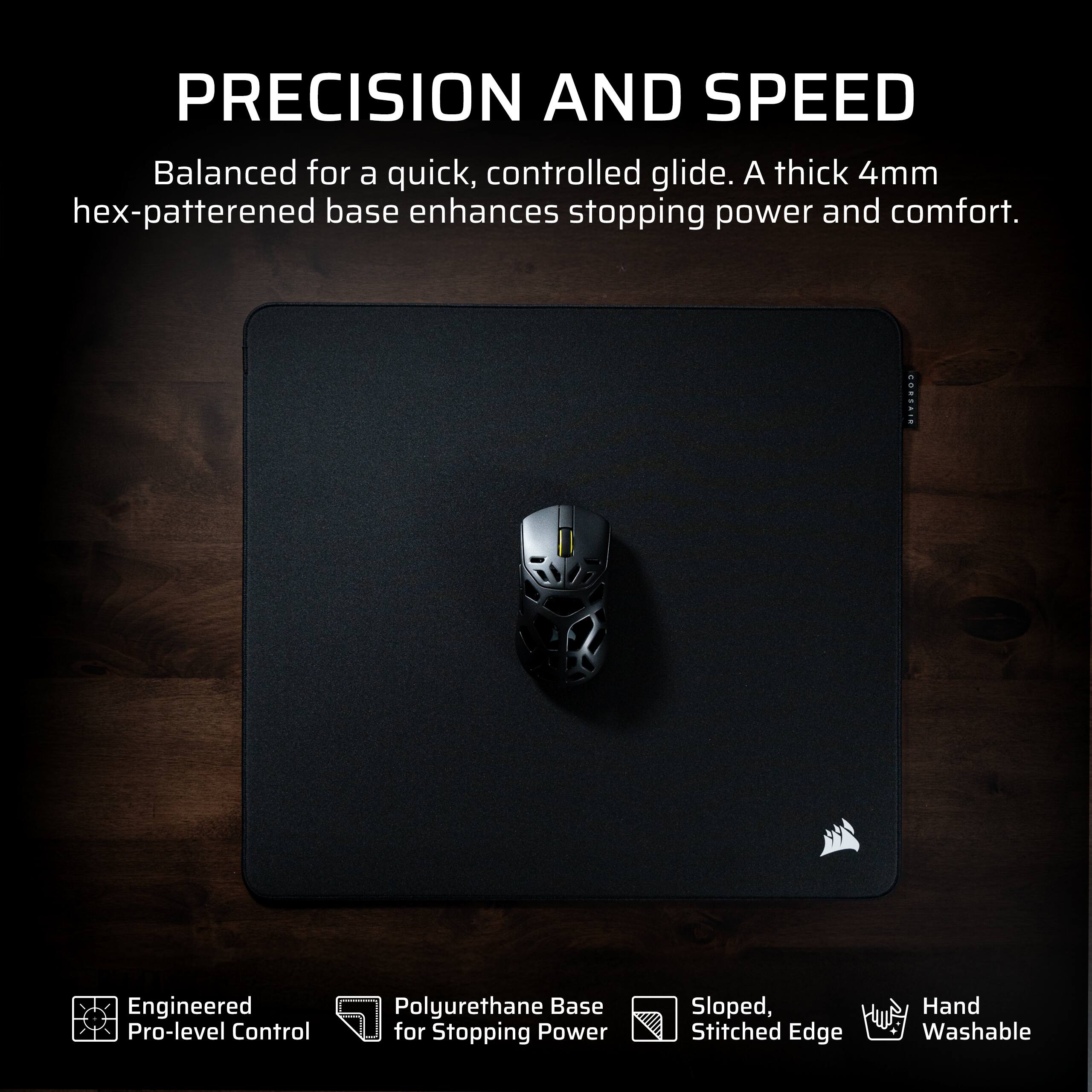 PRECISION AND SPEED

Balanced for a quick, controlled glide. A thick 4mm hex-patterened base enhances stopping power and comfort.

Engineered Pro-level Control
Polyurethane Base for Stopping Power
Sloped, Stitched Edge
Hand Washable