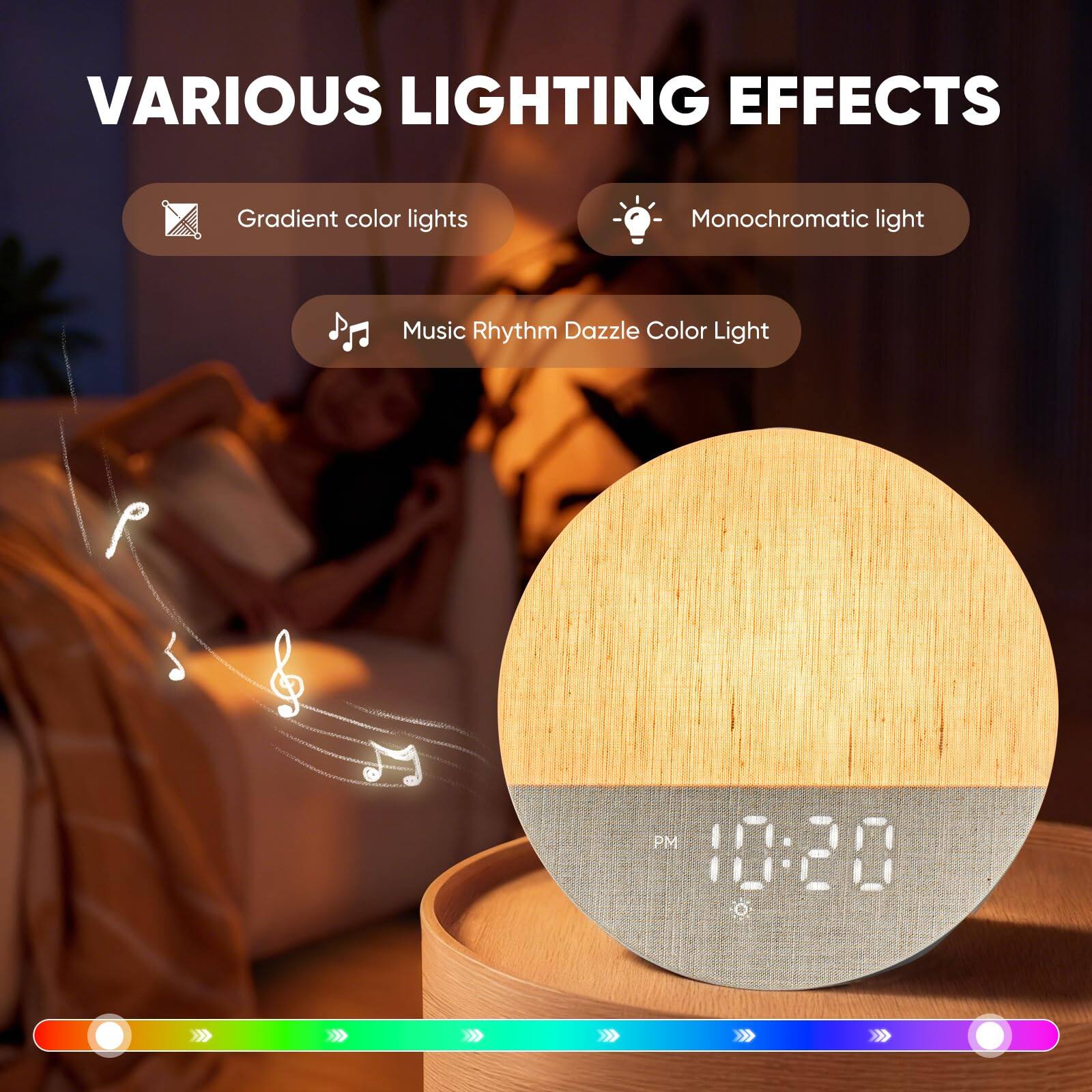 VARIOUS LIGHTING EFFECTS

- Gradient color lights
- Monochromatic light
- Music Rhythm Dazzle Color Light

PM 10:20