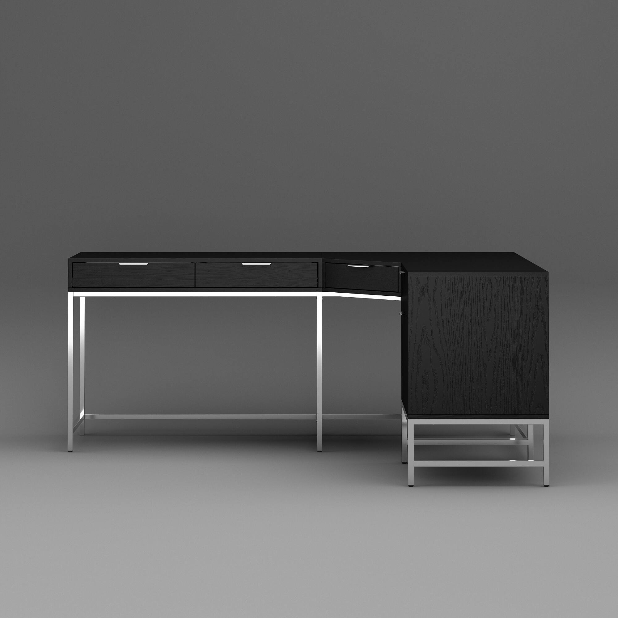 Front. Famapy - Famapy Modern L - Shaped Office Desk: Spacious, Stylish & Organized Workstation - Black.