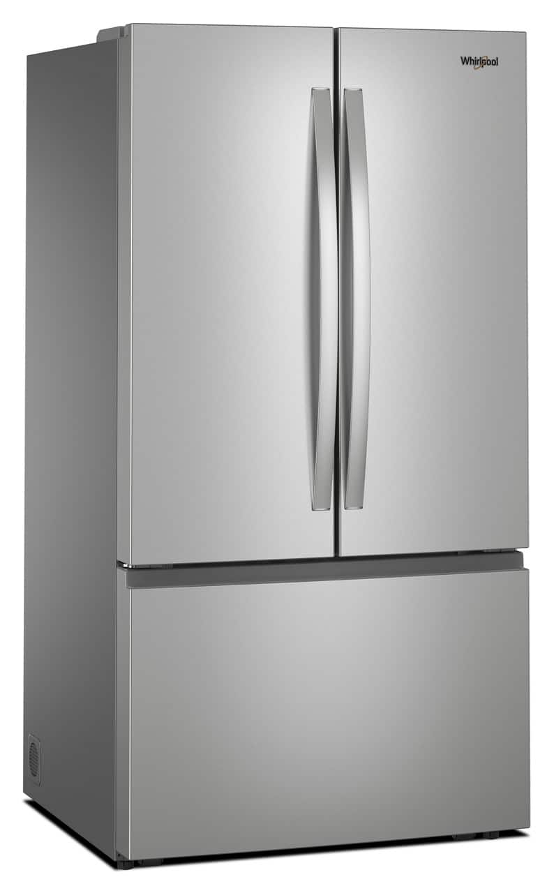 Angle. Whirlpool - 31 Cu.Ft. French Door Refrigerator with Ice Maker and Family-Sized Capacity - Fingerprint-Resistant Stainless Finish.