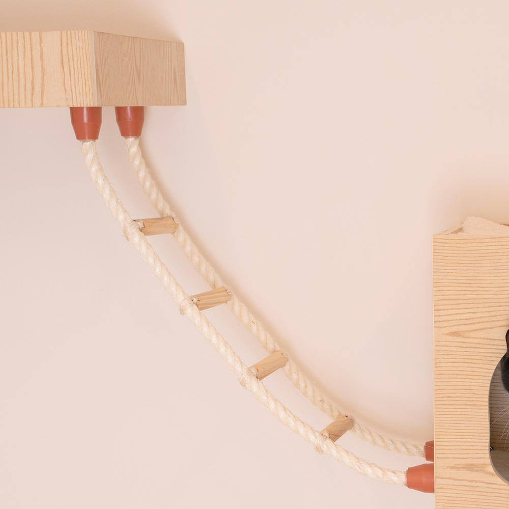 Angle. Armarkat - Real Wood Wall Series Soft Ladder - Beige.