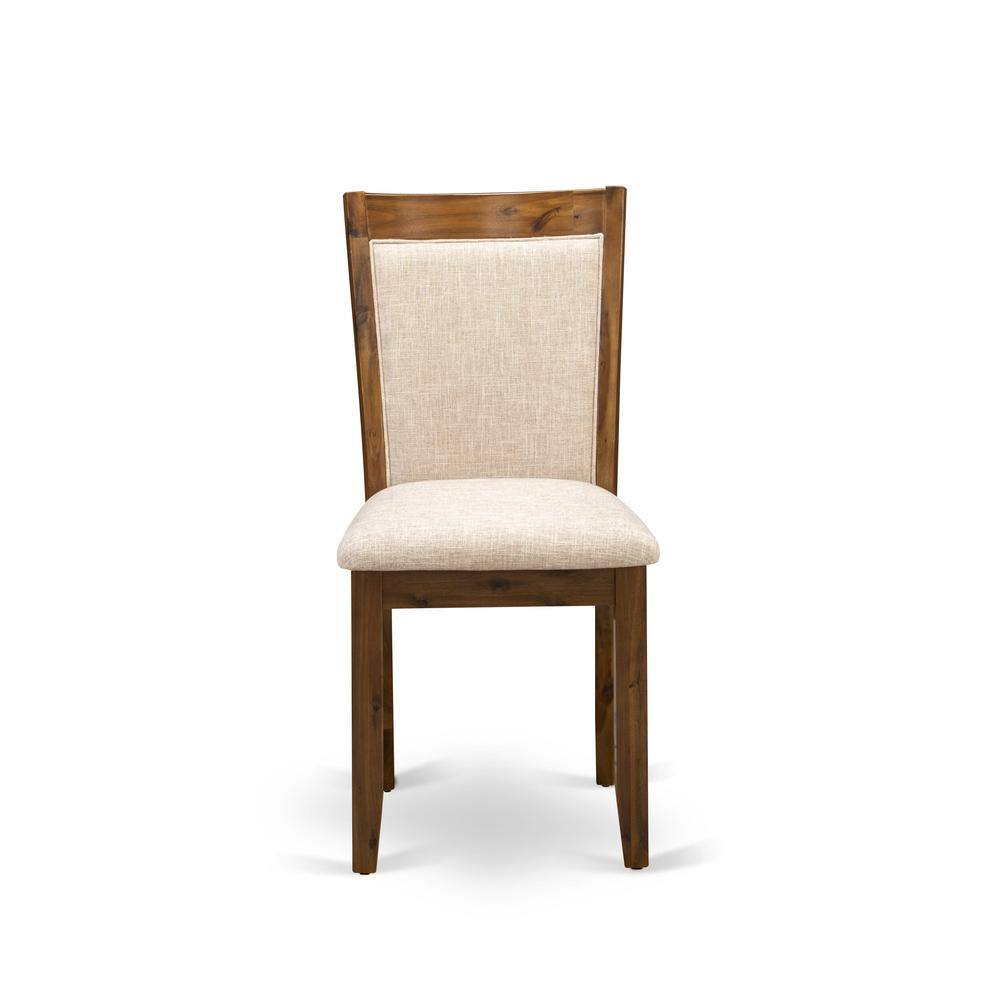 Alt View 2. East West Furniture - HBMZ5-AWN-04 5-Piece Dining Table Set Contains a Dining Table and 4 Light Tan Padded Chairs - Sand Blasting Antique - Antique Walnut.