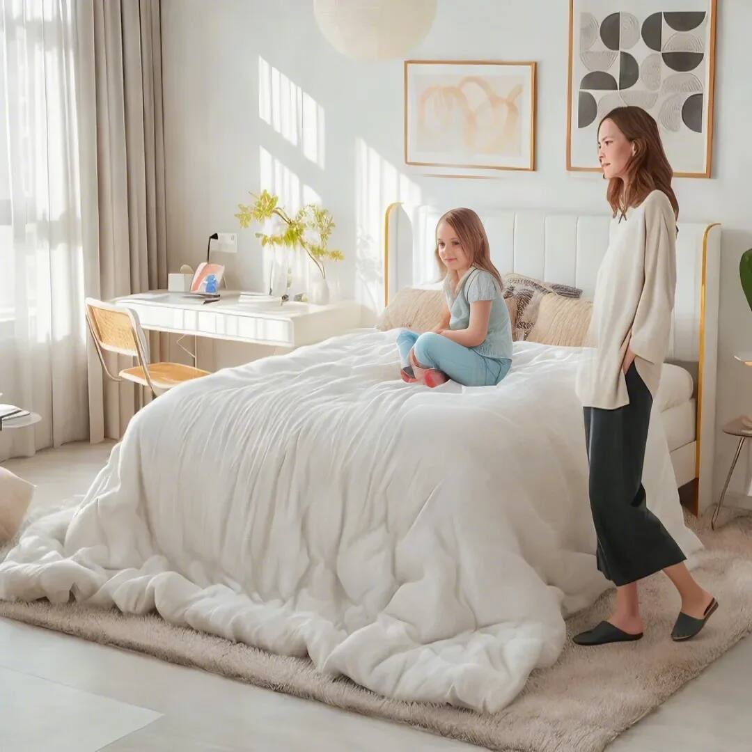 FUFU & GAGA FUFU&GAGA Steel Frame Storage Bed: LED Lights