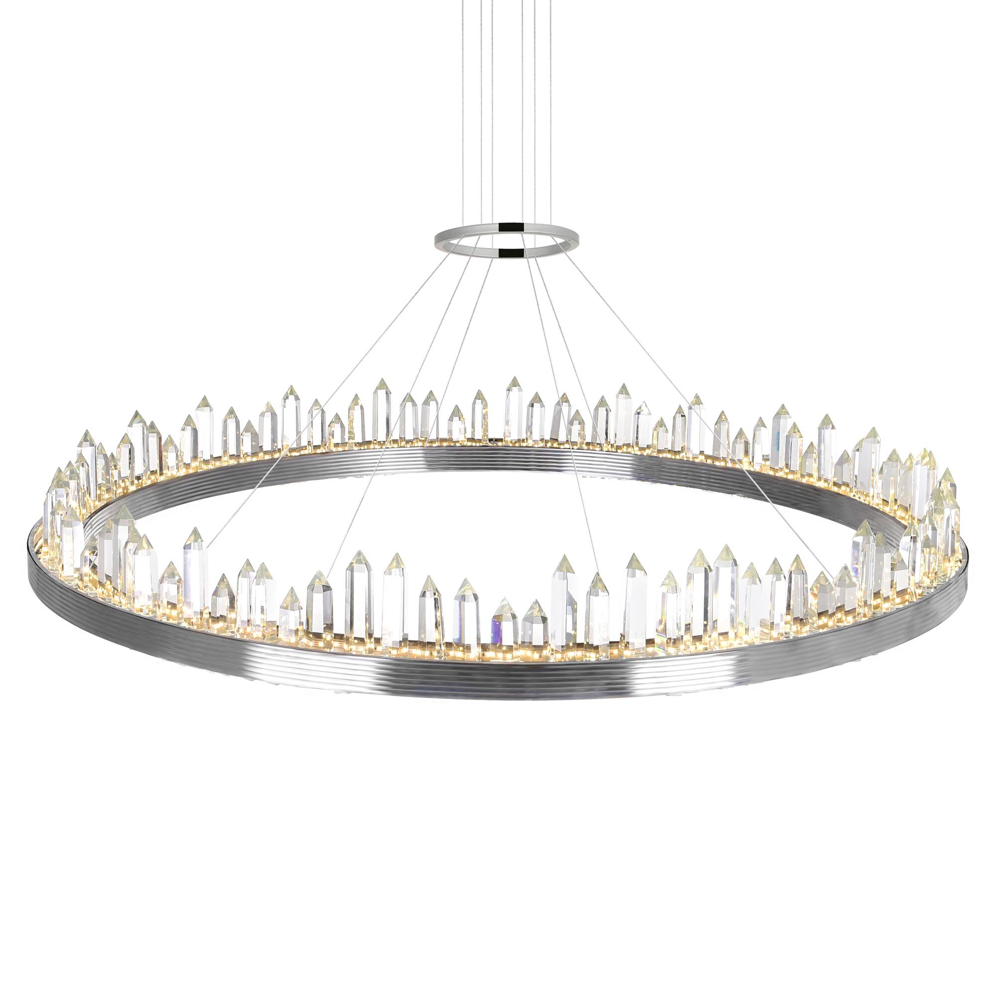 Angle. CWI Lighting - Agassiz LED Chandelier With Polished Nickel Finish - Polished Nickel.
