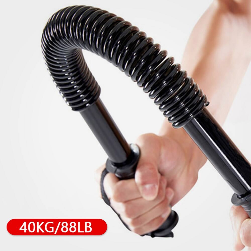 Angle. Topteng - Heavy Duty Power Twister Bar - Spring Chest & Arm Trainer, Upper Body Strength Exercise with Non-Slip Grip, for Home Gym - Black.