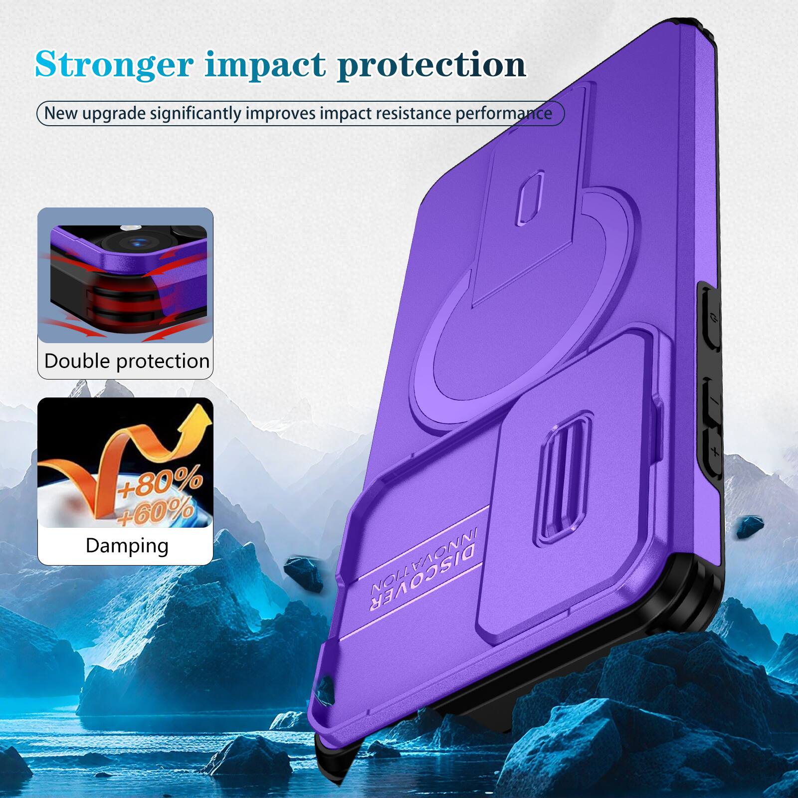 Stronger impact protection  
New upgrade significantly improves impact resistance performance  
Double protection  
+80% +60% Damping  
INNOVA 1 DISCOVER NOLL