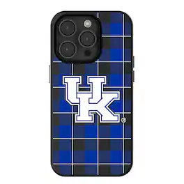 Keyscaper - NCAA - Kentucky Wildcats Plaid Magnetic Bump iPhone Case - 13 - Black