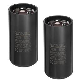 Unique Bargains - 2pcs CD60 Motor Run Capacitor, 850-1020uF MFD AC250V, 50-60Hz, for Motor 53x110mm - Black