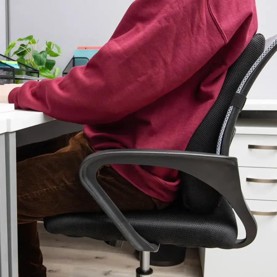 Alt View 18. Mind Reader - Lumbar Support Cushion for Office Chair and Car Seat, Memory Foam, Back Pain Relief, 14.5"L x 5"W x 18.5"H, Black - Black.
