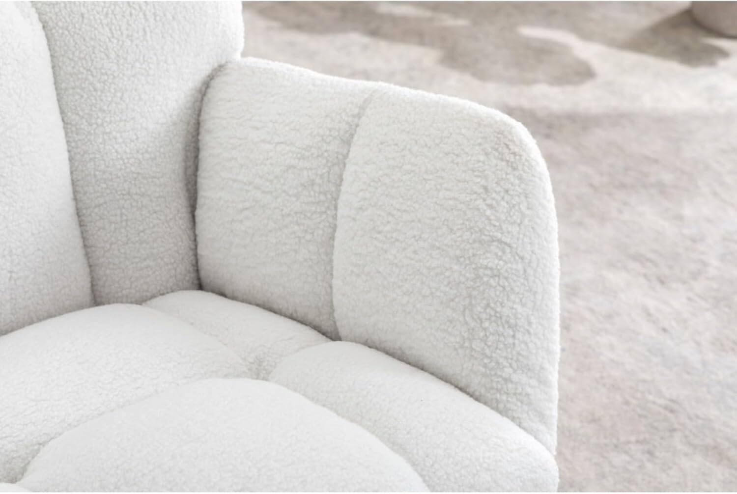 Alt View 5. Trinkets Crazed - Teddy Fabric Rocking Gilder Nursery Chair For Living Room Indoor - Ivory.