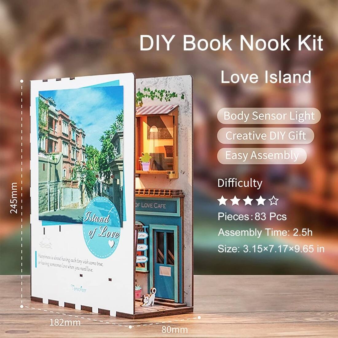 Angle. 3D Puzzle - DIY 3D Book Nook Kit Island of Love Cafe 83pcs.