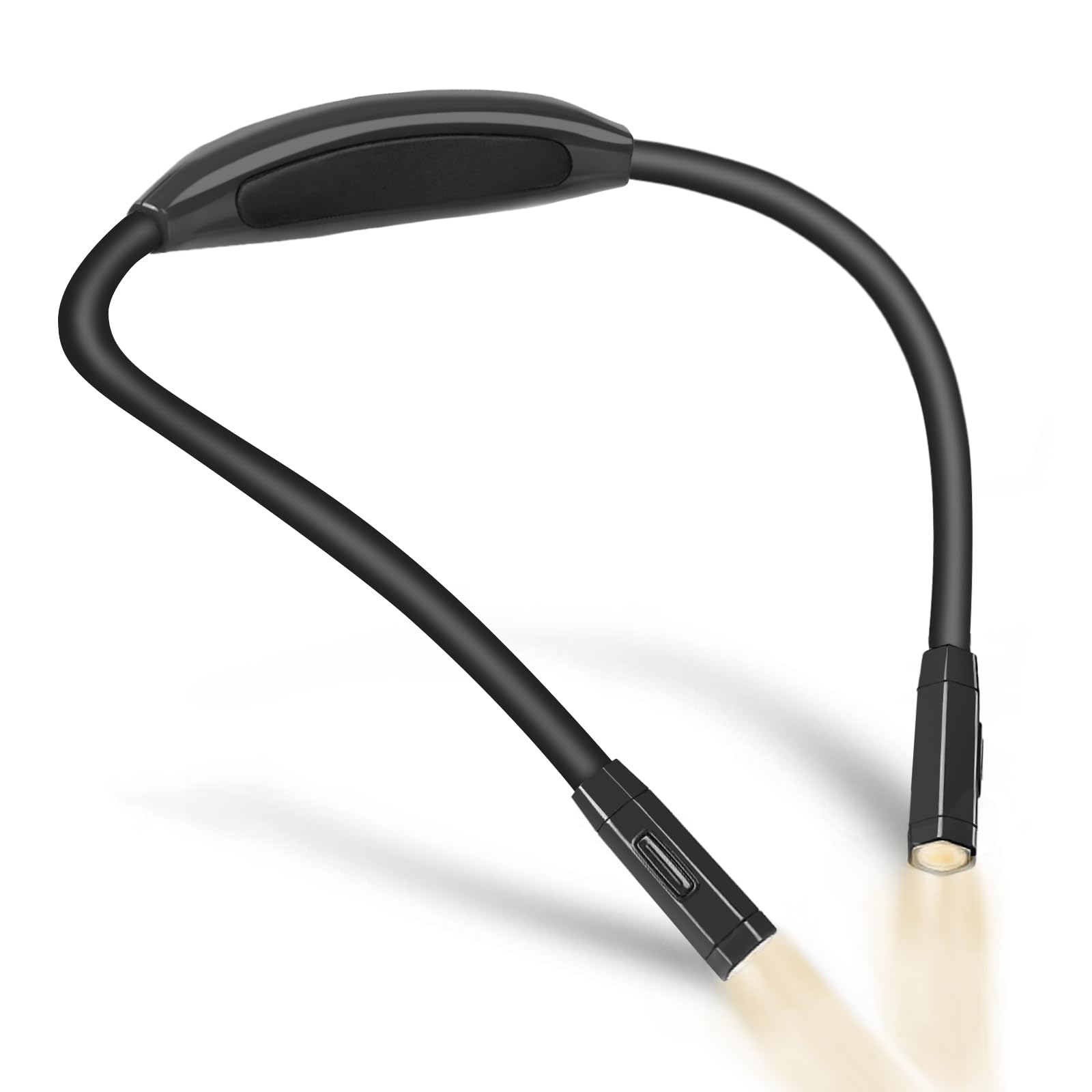 Front. MAGICAL RUBS - Lightweight Neck Reading Light - 3 Colors 9 Brightness Levels. Rechargeable & Hand Free. For In Bed Knitting Crocheti... - Black.