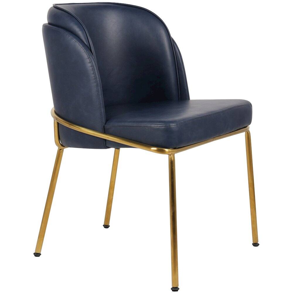 Alt View 4. Meridian Furniture - Jagger Navy Vegan Leather Dining Chair, Set of 2 - Blue.