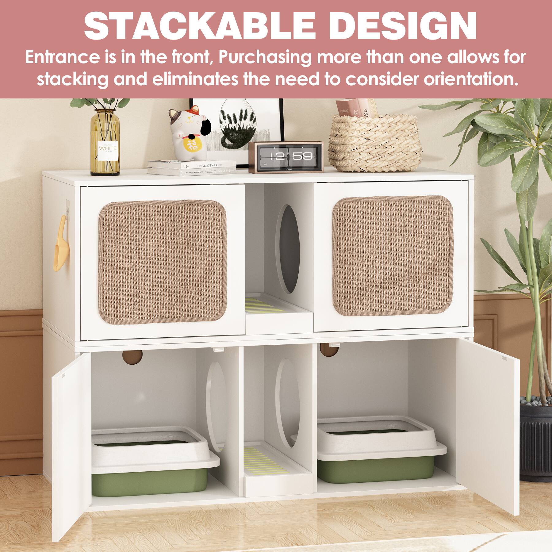 STACKABLE DESIGN  
Entrance is in the front, Purchasing more than one allows for stacking and eliminates the need to consider orientation.