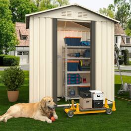 Loheer - 5x3 White Metal Shed Outdoor Tool Storage Garden Shed with Apex Roof