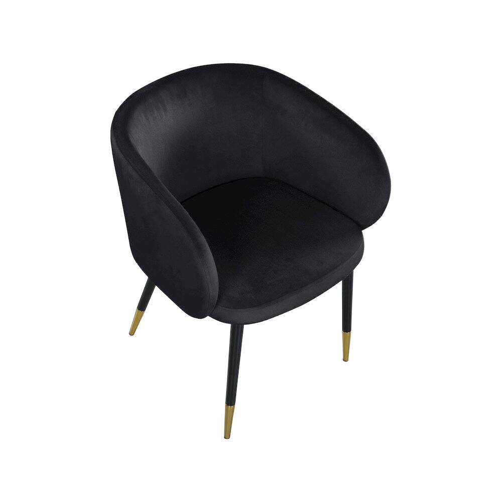 Alt View 3. Meridian Furniture - Louise Black Velvet Dining Chair - Black.