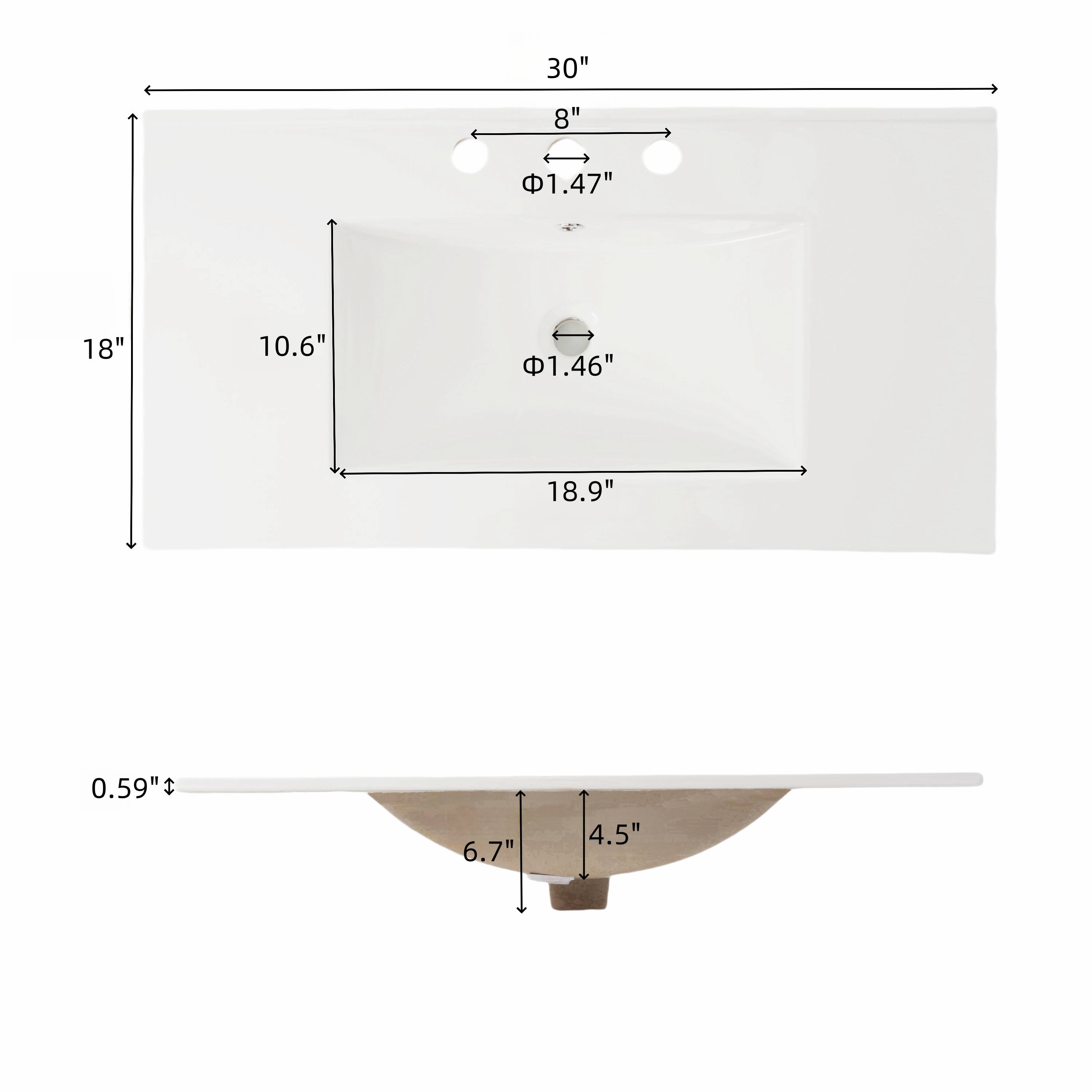 30"  
8"  
1.47"  
18"  
10.6"  
1.46"  
18.9"  
0.59"  
6.7"  
4.5"
