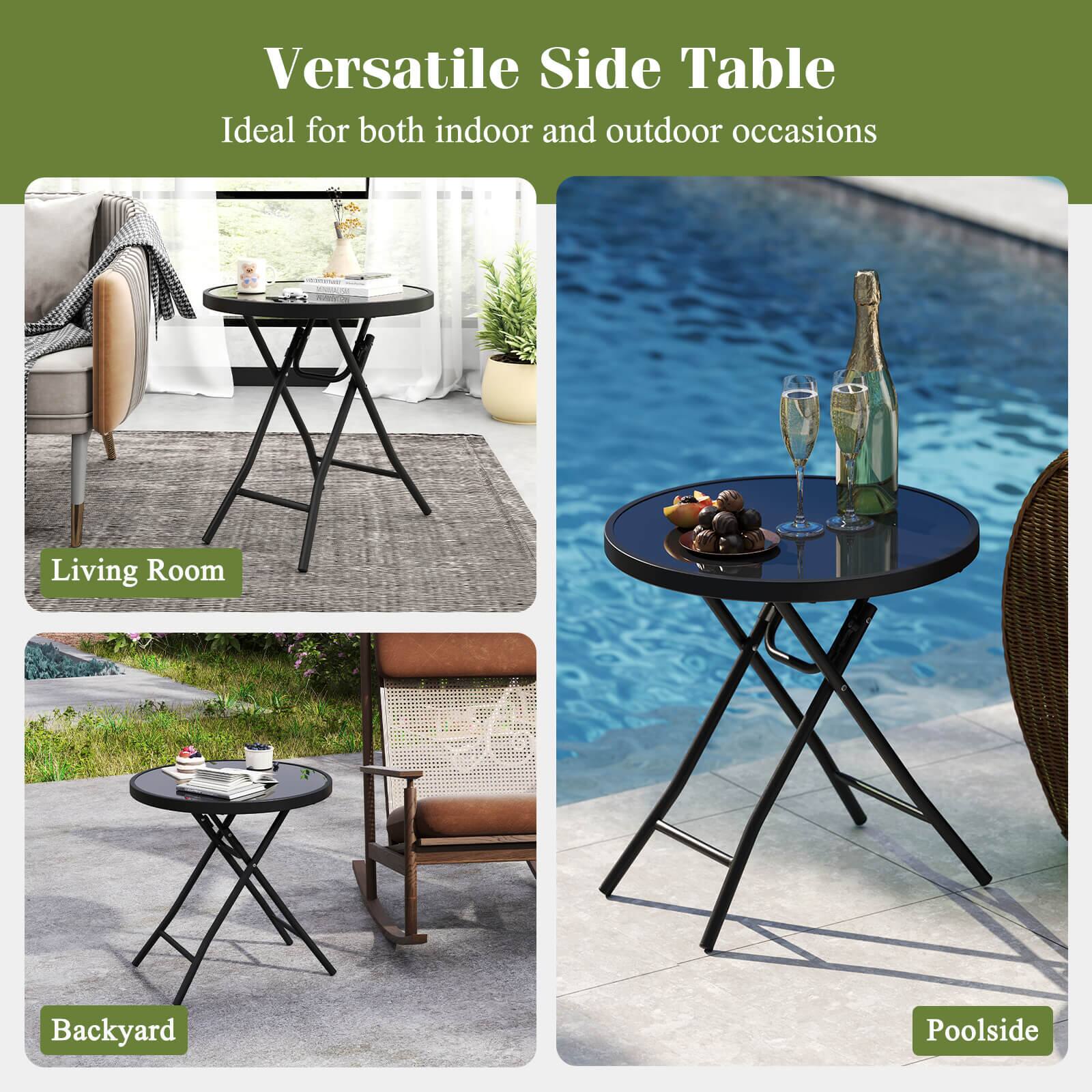 Versatile Side Table: Ideal for both indoor and outdoor occasions. Living Room, Backyard, Poolside.