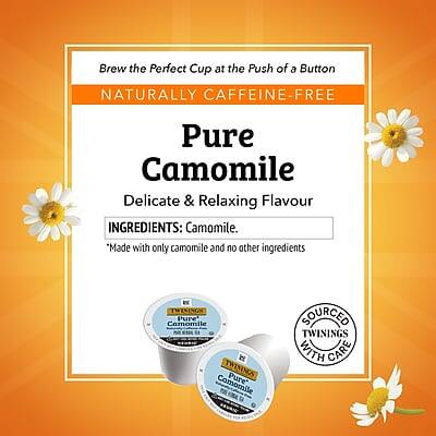 Brew the Perfect Cup at the Push of a Button

NATURALLY CAFFEINE-FREE

Pure Camomile

Delicate & Relaxing Flavour

INGREDIENTS: Camomile.

*Made with only camomile and no other ingredients

TWININGS Pure Camomile

SOURCED WITH CARE