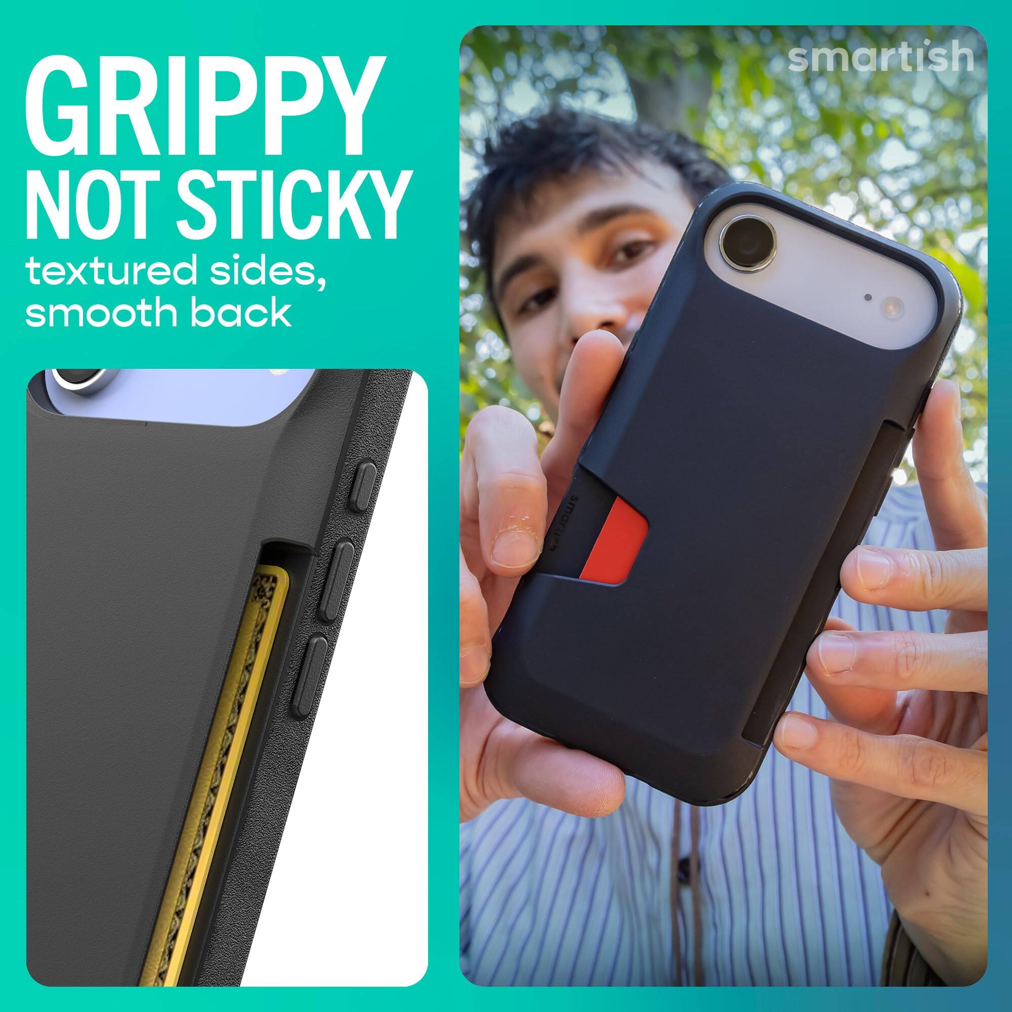 GRIPPY NOT STICKY textured sides, smooth back

smartish