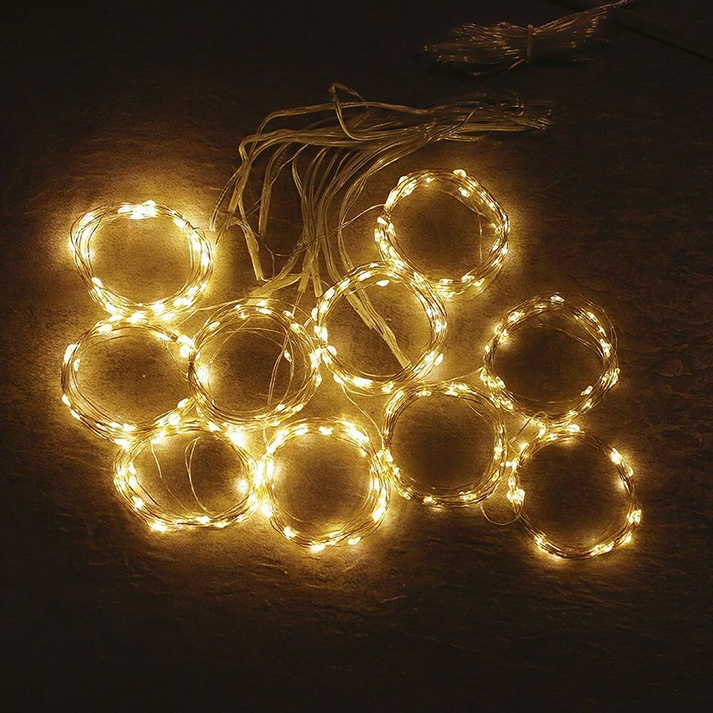 Angle. MOSZAR LLC - 300 LED Curtain String Lights, 9.8×9.8ft with Remote, Timer & 8 Modes, Warm White.