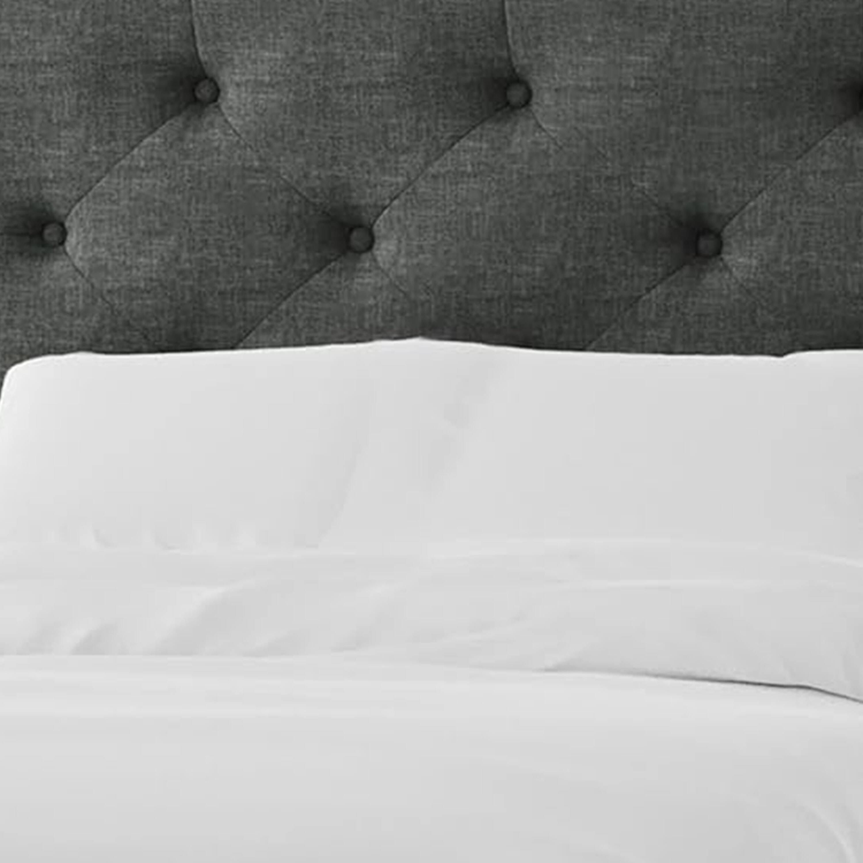 Angle. Manhattan Lane - Sya Full Size Bed w Tufted Headboard, Underbed Storage - Dark Gray.