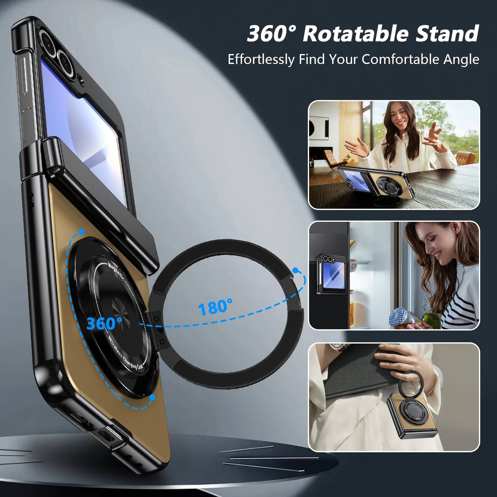 360° Rotatable Stand  
Effortlessly Find Your Comfortable Angle