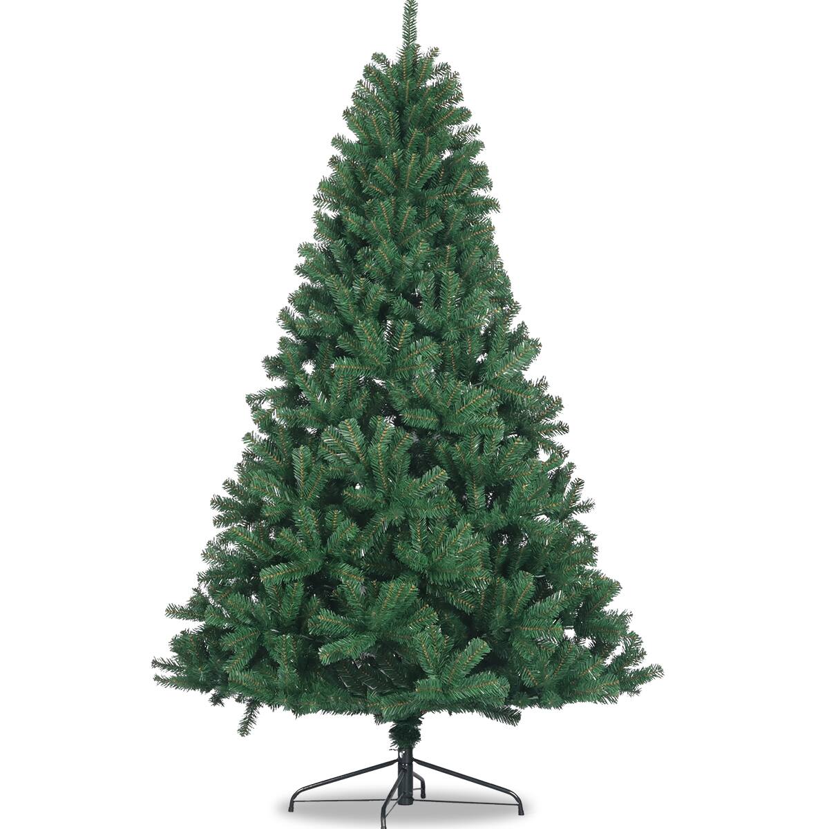 Left. APRILSOUL - 6FT Artificial Christmas Tree Full Natural Spruce PVC Fir Foldable Metal Stand Unlit Green​ - Green.