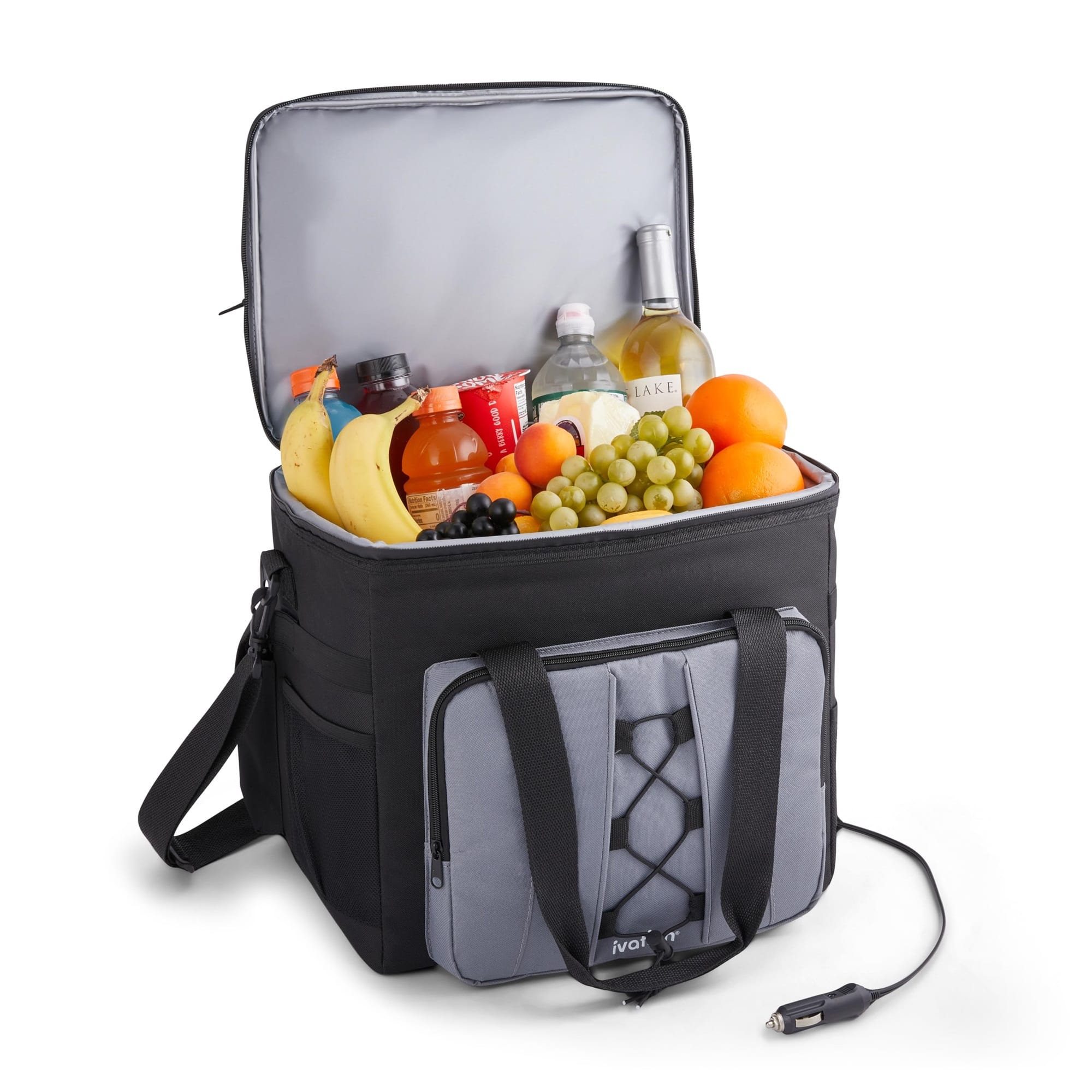 Ivation - Electric Cooler Bag, 18 L Portable Thermoelectric 12 Volt Cooler with Shoulder Strap - Aqua Blue