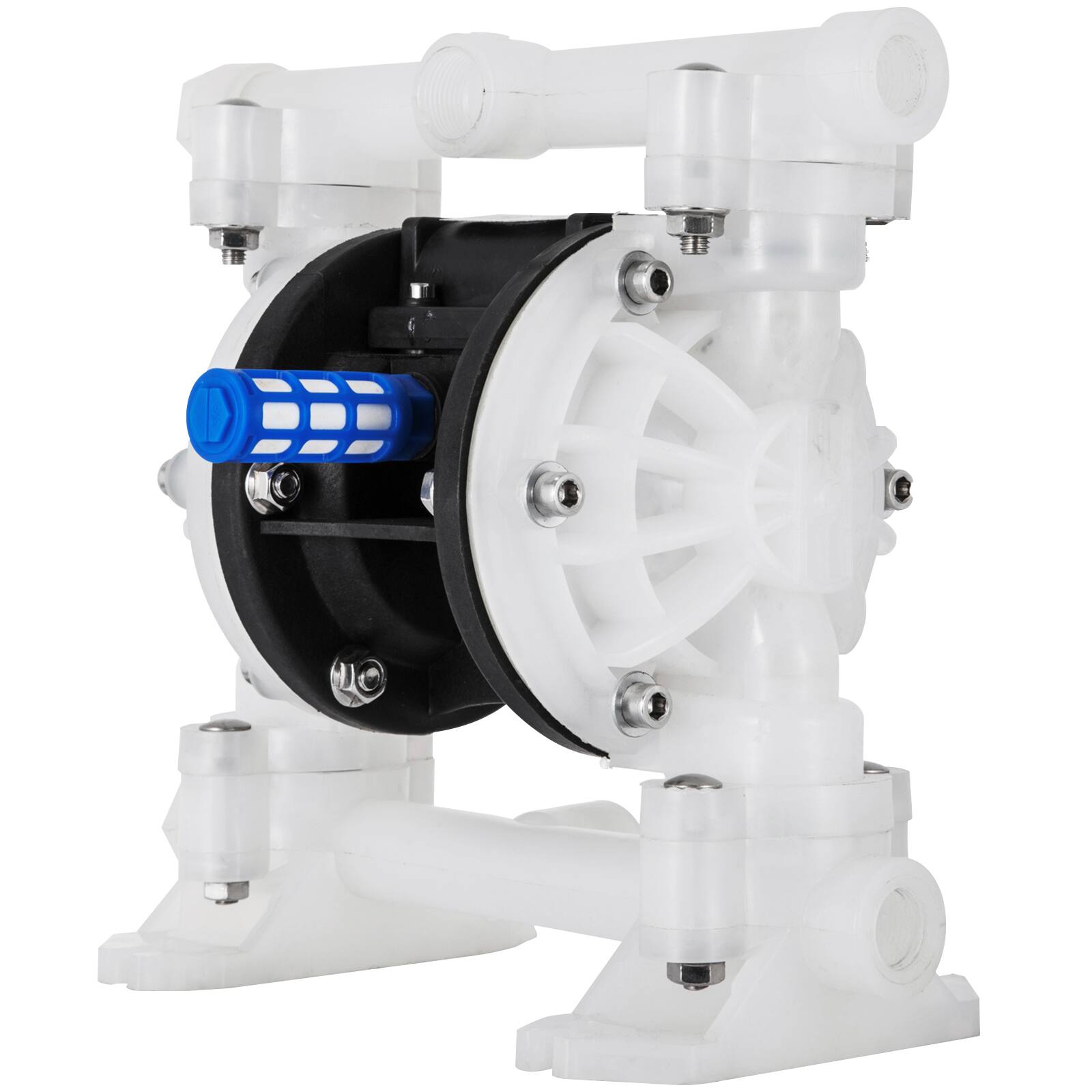 Front. VEVOR - Air-Operated Double Diaphragm Pump, 1/2 in Inlet & Outlet, Polypropylene Body, 8.8 GPM & Max 120PSI - White;Black.