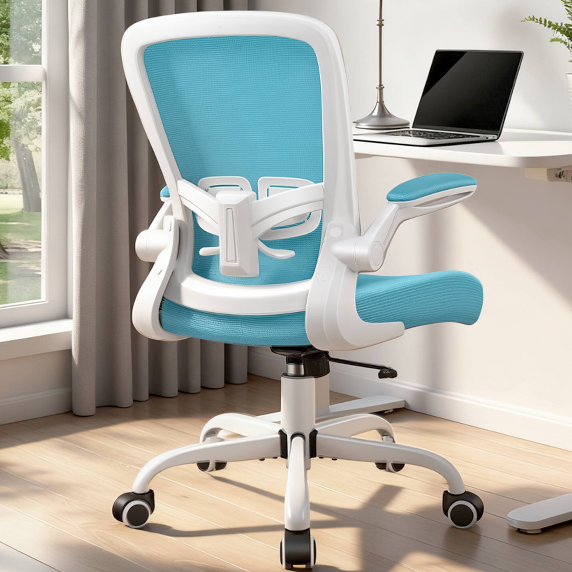 Alt View 4. KERDOM - Office Chair for Conference Room - Ergonomic Desk Chair with Adjustable Lumbar Support, Swivel, Tilt, Breathable Mesh - Blue.