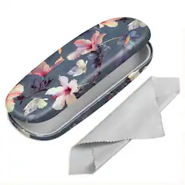 Kitcheniva - Multiuse Durable Hard Shell Eyeglasses Box with Cleaning Cloth Protective Cover - Blooming Hibiscus