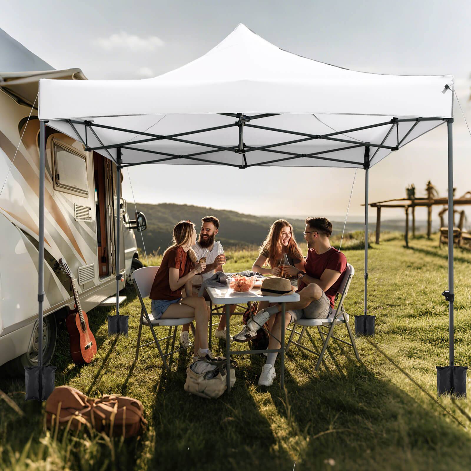 Alt View 4. Costway - Costway 10 x 10 FT Outdoor Pop up Canopy Tent with Wheeled Bag, 4 Sandbags, Stake & Ropes - White.